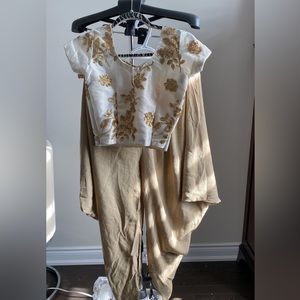 Gold and white blouse and pant set